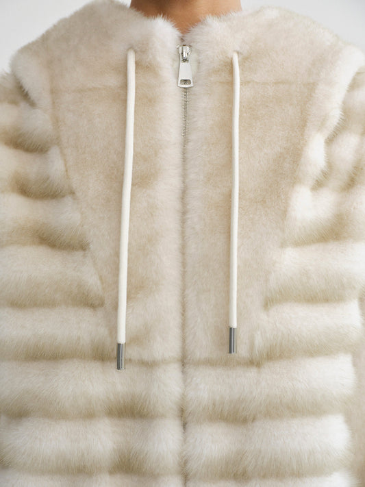 Faux Fur Hooded Jacket, Natural